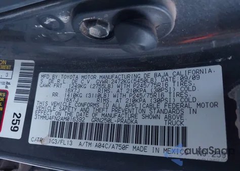 2010 Toyota Tacoma Base V6 z USA, uszkodzony, nr VIN 3TMMU4FN2AM016392